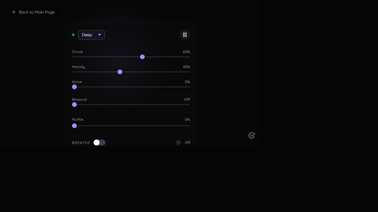 Somnium interface with layered audio controls